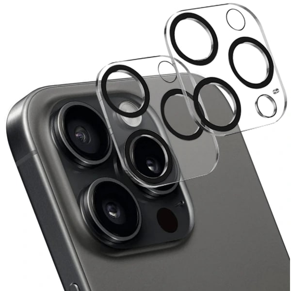 [2-Pack] iPhone 15 Pro Linsskydd av Härdat Glas - Skydd för Kamera, Anti-Reptåligt