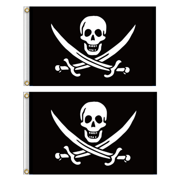 2 Pieces 2x3 Ft Jack Rackham Skull Bone Pirate Flag For Deco,ZQKLA