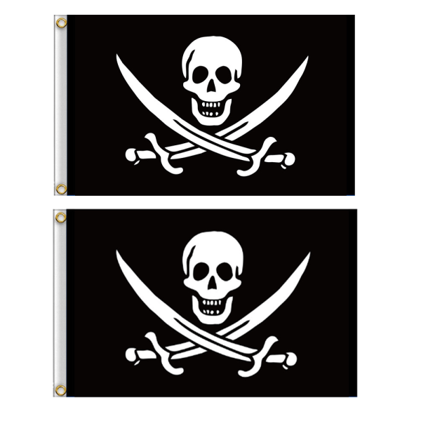 2 stycken 3x5 Ft Jack Rackham Skull Bone Pirate Flag For Deco,ZQKLA