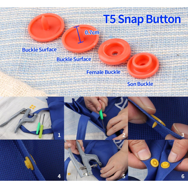 Snap Tang + 360 STK Trykknapper av T5-12mm Snap Tang Sett For T3 ,ZQKLA