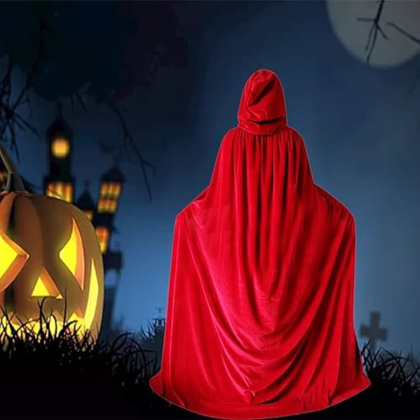 Unisex Aikuisten Halloween-Samettitakki Huppuineen Pitkä Noita Cosplay, ZQKLA