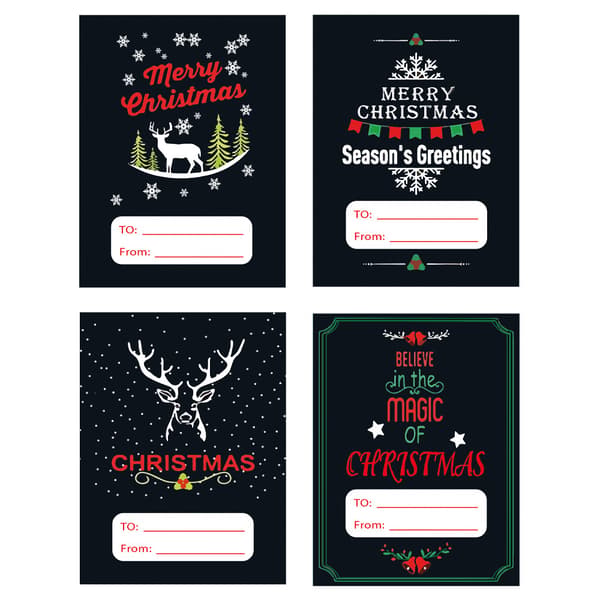 300 stk Julemerkelapper, Selvklebende Gaveetiketter til Jul