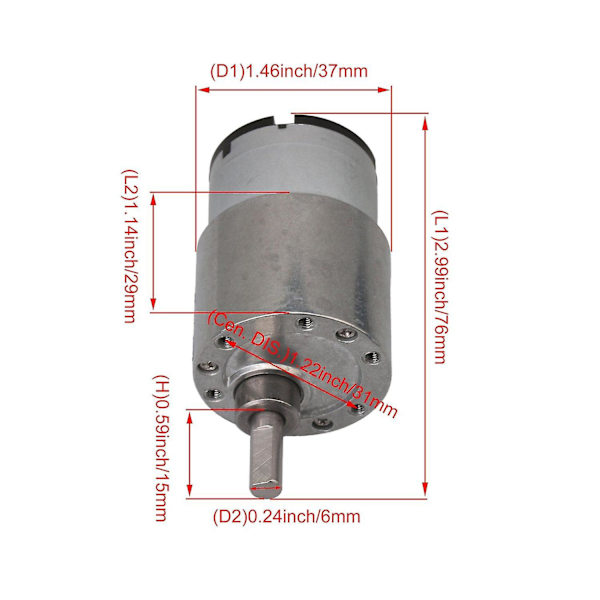 Til JGB37-520 DC24V 7RPM Gear Motor Elektrisk Gearbox Motor 29mm Længde WS4412