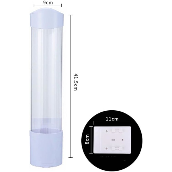 Veggmontert dispenser for engangskopper for plastkopper i fri størrelse