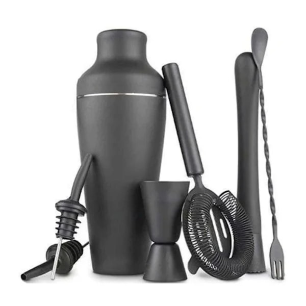 Cocktail Shaker Sæt - Mat Sort - Rustfrit Stål Sort Sort