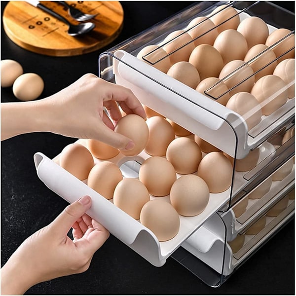 Oransje Eggboks med 32 Rom Dobbelt Lag Eggskuff, ZQKLA