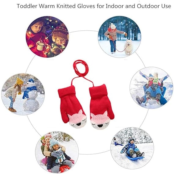 Baby Pojkar Flickor Vinter Stickade Vantar Varma Fleecefodrade Handskar, ZQKLA