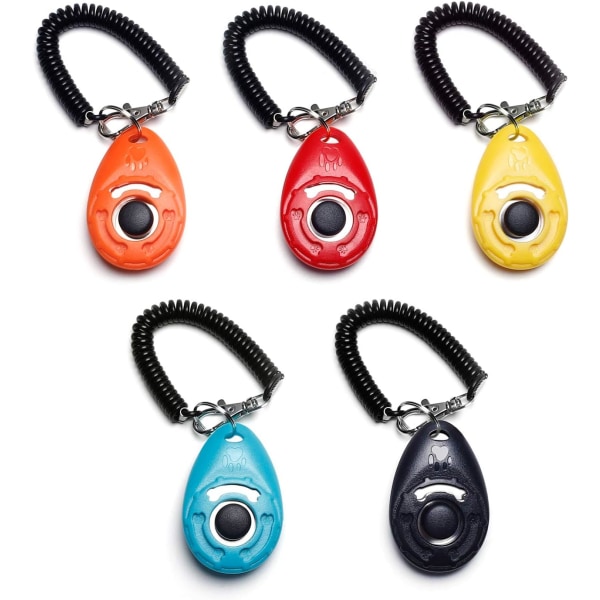 5 for Dog 5 Pack Dog Clicker med håndleddsstropp - Clicker med Larg