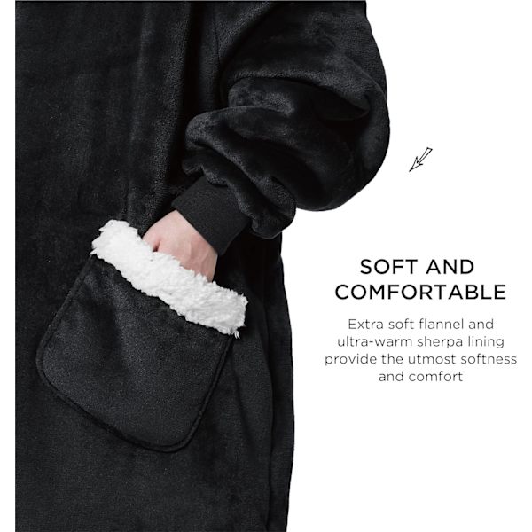 Bærbar pledd-genser - Sherpa fleece hettegenser for A,ZQKLA
