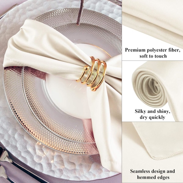 12 Stycken Satin Servett Fyrkantig 40*40 cm Middagsservett, ZQKLA