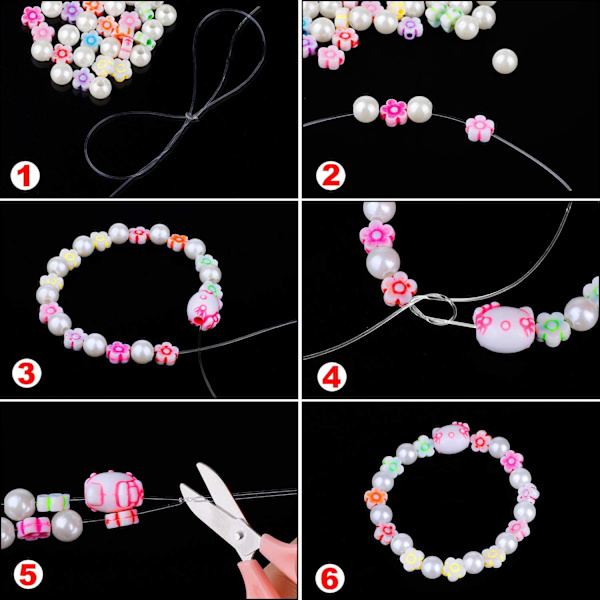 Barnas DIY Perlesett Perlesett for Smykkeproduksjon 750 Perler, ZQKLA