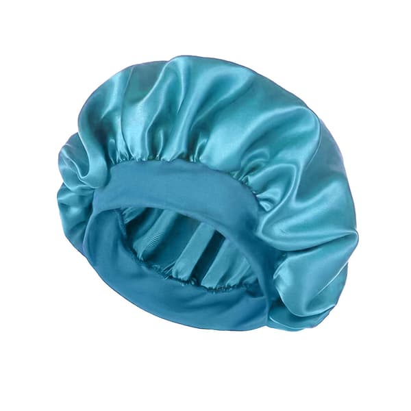 Bred Elastisk Strikk Kantløs Dusjhette Sammenleggbar Tynn Unisex Sateng Ensfarget Sovehette Hårpleie Light Blue