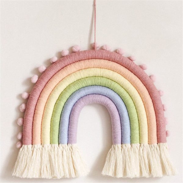 Regnbåge Macrame Väggbonad, Barnrumsdekor, Bohe, ZQKLA