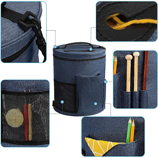 Stickväska Tote Bag för Garnförvaring Stickning Virkning Väska