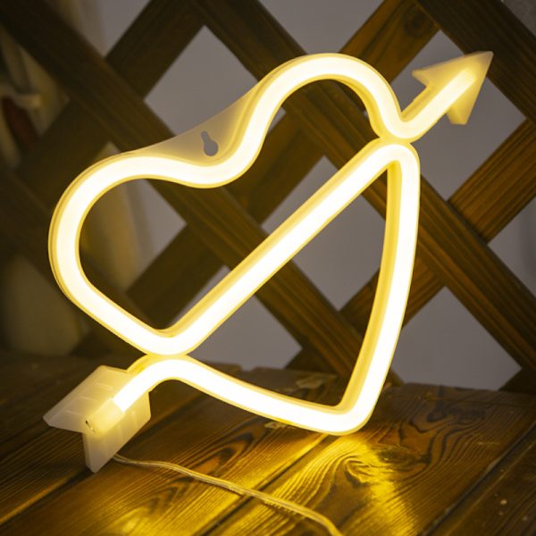 Hjärtformade Neon Skyltar USB/Batteridriven Akryl Väggdekor, ZQKLA