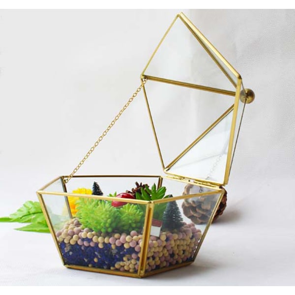 Moderne Kunstnerisk Klar Glas Smykkeæske Geometrisk Pentagon S,ZQKLA
