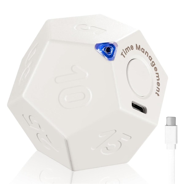 Timer Rotate Dodecagon - Genopladelig Timer Lyd Vibrer Lys Alarm Flip Timer 1 3 5 10 15 20 25