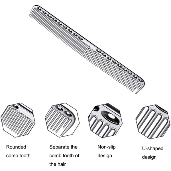 2-paknings antistatiske hårkammer i rustfritt stål for frisør Ba