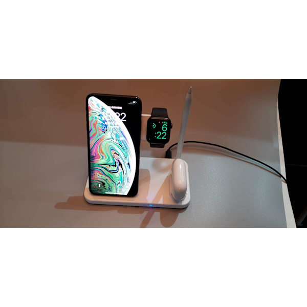 4 i 1 Trådløs Oplader, Dockingstation til Apple Watch/AirPods/