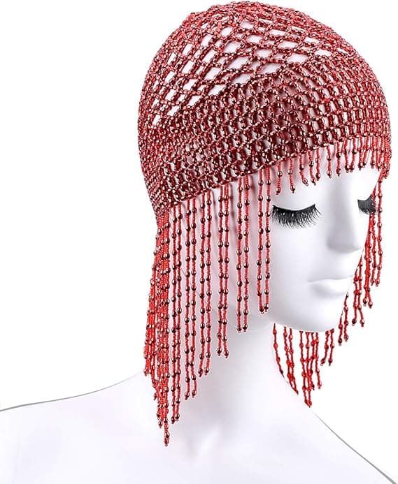 Håndlaget Eksotisk Cleopatra Bukkedans Beaded Cap Hodeplagg H,ZQKLA