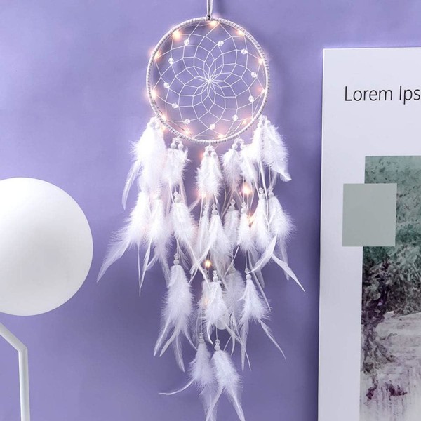 Feather Dream Catcher, käsintehty retroromanttinen Light Up Drea, ZQKLA