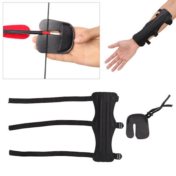 Bueskydning Arm Beskyttere Dobbelt Lag Syning Mikrofiber Læder PU Materiale Sort Fortykket Beskyttende Dæksel til Recurve