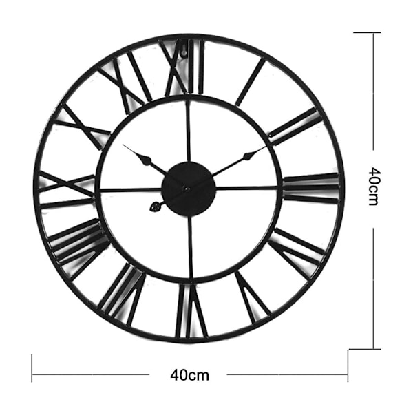 Europeisk Retro Metall Konst Väggklocka, Smidesjärnsram Batteridriven Quartz Urverk Analog Display Med Romerska Siffror, För Hem Kök Vardagsrum