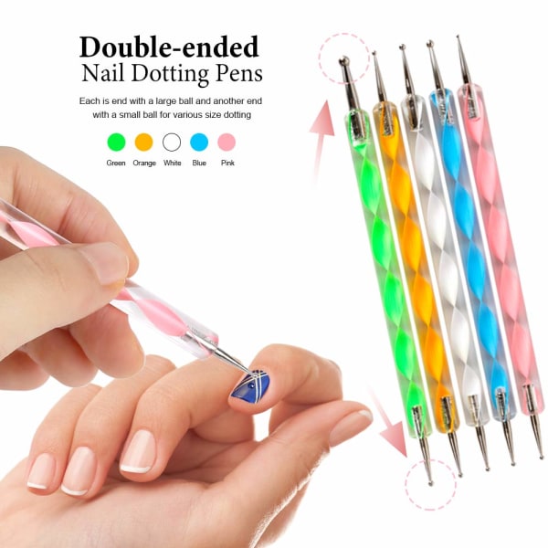 Nail Pen Designer, Teenitor Stamp Nail Art Tool med 15 stk spiker