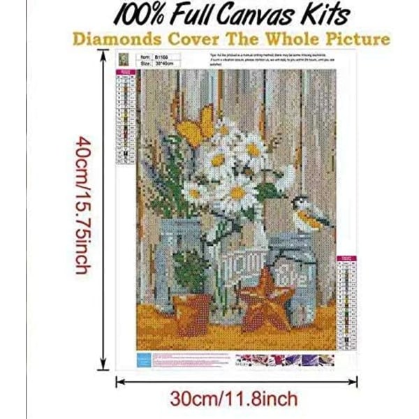 Full Drill Diamond Dots Måla med Diamanter Kit, Ädelstenskonst Målningskit, DIY Hantverkskit, Fasetterade Diamanter Ädelstenskonst För Hemväggdekor
