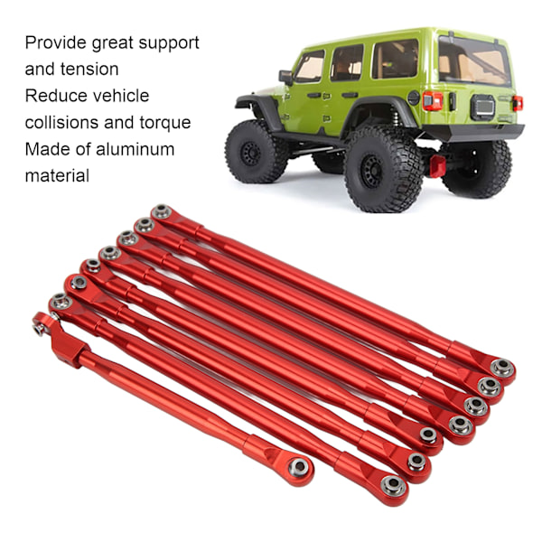 RC Rod Link Linkage Set Pull Rod med Sway Bar Aluminium for Axial SCX6 JLU 1/6 RC Bil Rød