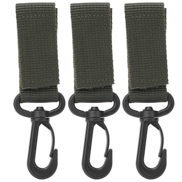3 stk. Outdoor Supply 360 graders roterende webbing spænde nøglering bælte krog - army grøn