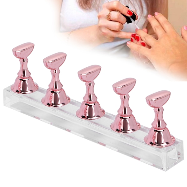 Nagelkonst Display Practice Stand Magnetisk Nagel Fingernagel Tipshållare Manikyr Set VerktygRosa Rosa