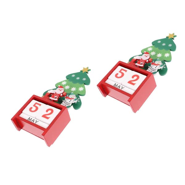 Träblockskalender julnedräkningskalender för dekoration 2 st