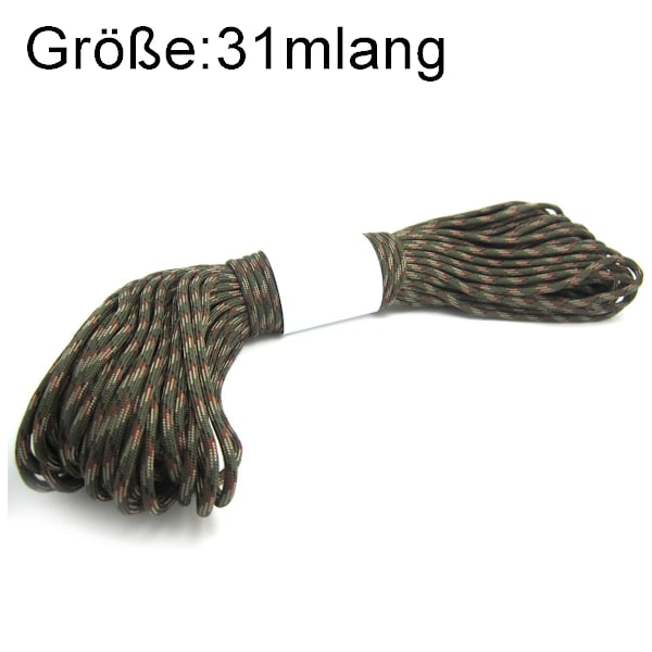 Paracord 4mm, med 7 tråder, 31m, ideell for armbånd, camping