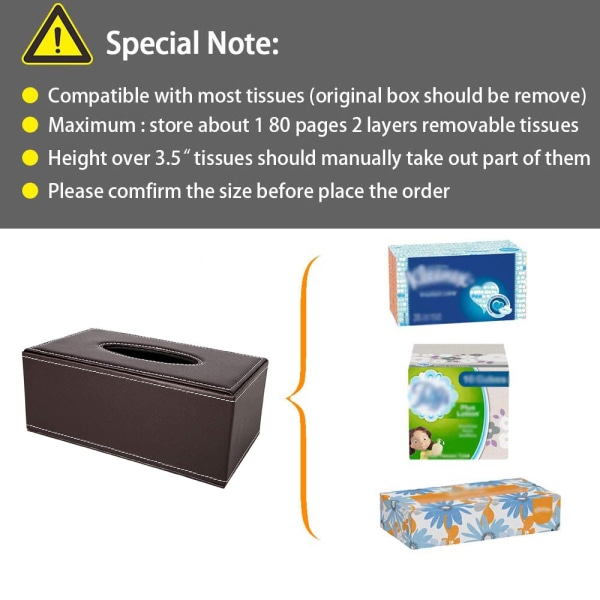 PU Læder Ansigtsvævsboksholder Standardstørrelse Tissue Box Cov