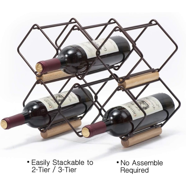 Casier à vin empilable, støtte horisontal pour bouteilles de vin, support en métal cuivré, support de stockage autonome, étagère à vin de