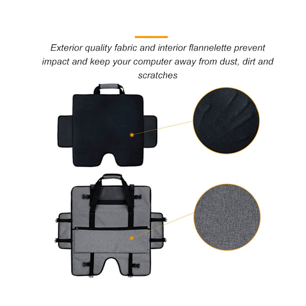 Bärbar datorväska för skrivbordsdator, flyttbar skärmväska, skyddsväska för 24-tums LCD-skärm, grå