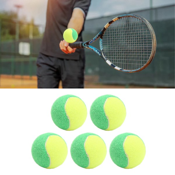 5PCS 6cm Rubber Tennis Balls Elastic Squash Ball Pressure Relief Balls for Training Entertainment Green