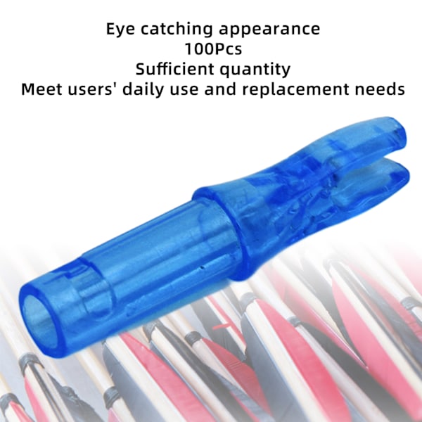 100 stk. bueskydningspile nock holdbar plast indsats pile nocks letvægts pile nocks udskiftning til bueskydning bue blå