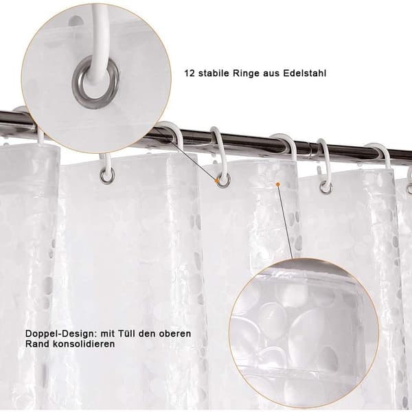 Duschdraperifoder, Säkert miljövänligt EVA-material, Lättskött vattentät design för våta utrymmen (183x183 cm)