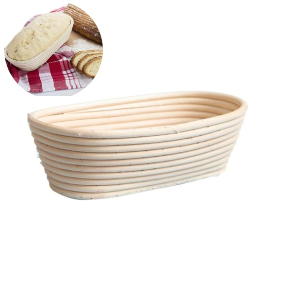 Hekkekurv, for brøddeig, oval, lengde: 25 cm, flettet, lys beige