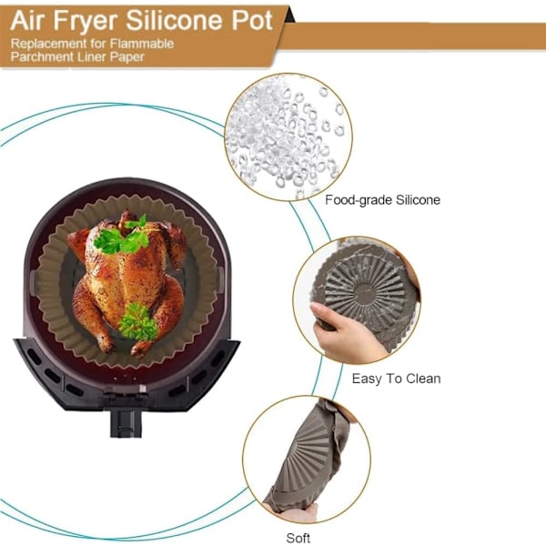Praktiska Design Silikon Air Fryer Liners, Stor Storlek För Air Fryers, Ugnar, Mikrovågsugnar, Ångmaskiner, Värmebeständig Upp Till 238 °C, Röd Grå