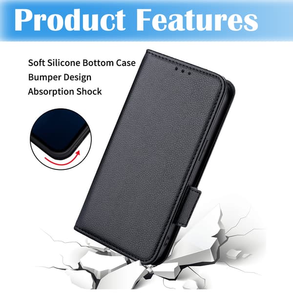 Wallet Case til Samsung S22 i LÆDER (3 kort) - ALLE FARVER sort