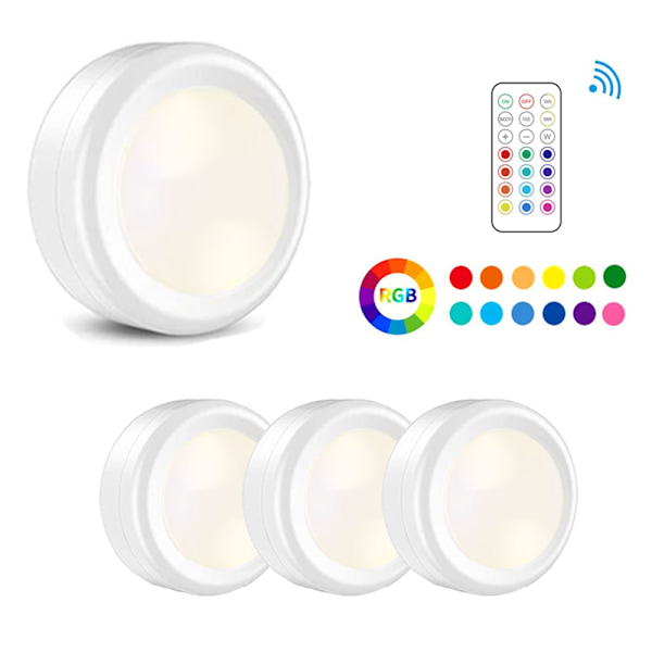 Batteridrivna Pucklampor, Trådlös Touch-lampa Under Skåp Med RGB-färgändringar Och Dimbar LED-belysning, Enkel Installation Nattlampa För Kök,