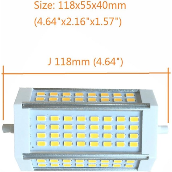 Halogenersättning, R7S LED-lampa 118mm Dubbelsidig Omedelbar På Full Ljusstyrka för Strålkastarersättning, Dimbar AC120V J-Typ Linjär LED för