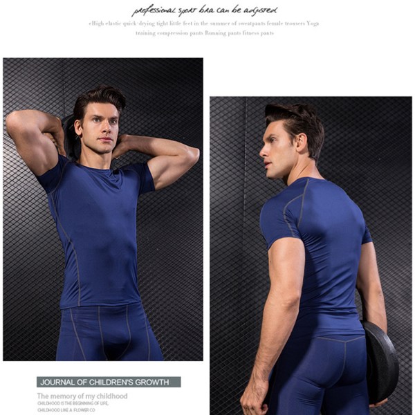 2-paknings kjølige, tørre kortermede kompresjonsskjorter for menn, sport