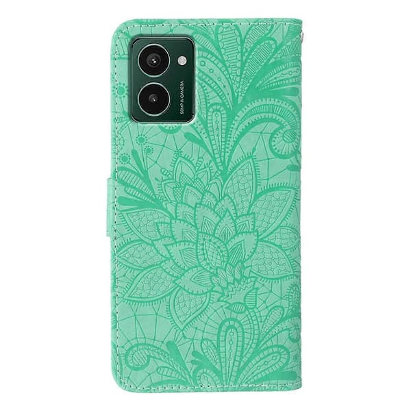Mobilskal i PU-läder med spetsblommönster för HMD Pulse Pro Green For HMD Pulse Pro