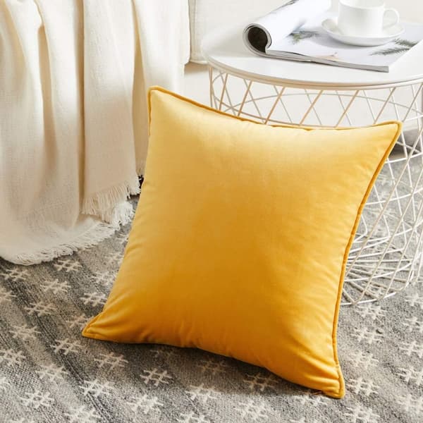 Bløde gule dekorative pudebetræk, 100% Grade A Velvet til sofa, seng, kontor (sæt med 2)