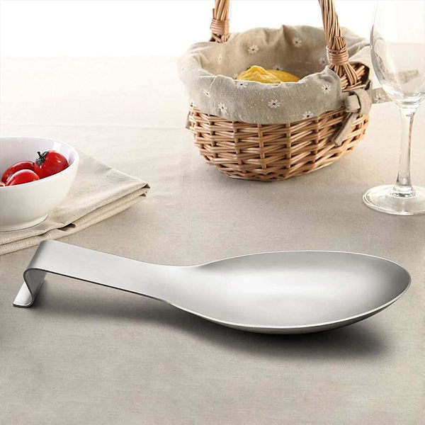 Kraftig Skedhållare, Multifunktionell Redskapshållare i Rostfritt Stål för Spishäll, Enkel Rengöring, Modern Design, Matt Silverfinish, Bänk