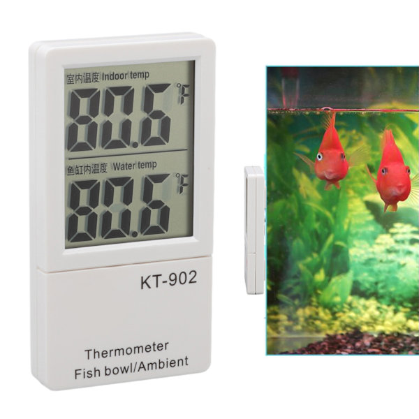 Digital akvarie termometer ultralåg strömförbrukning elektronisk digital fisk tank i och ut termometer KT902